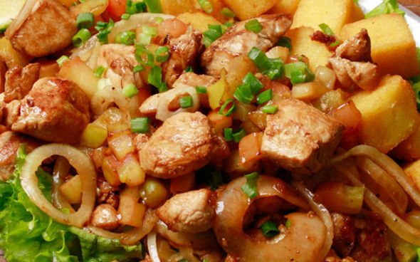  Frango frito acebolado