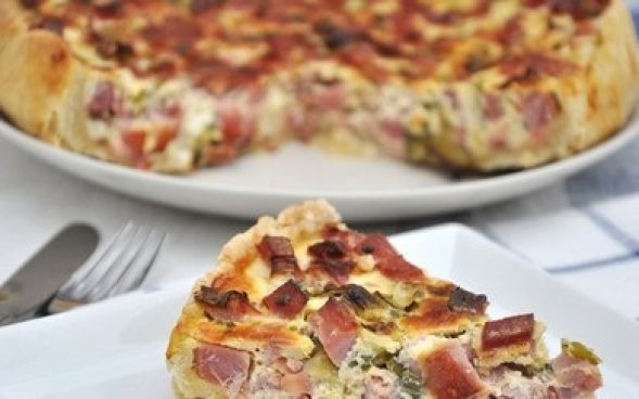  Quiche de bacon e azeitona
