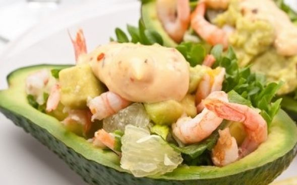 Camarão com abacate a moda de porto rico