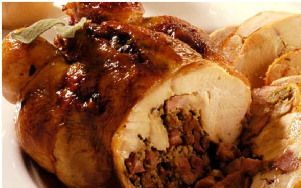 Frango recheado austríaco