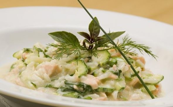 Risoto de coração alcachofra e alho poró especial